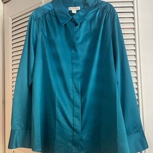 Vintage Coldwater Creek Teal Silky Blouse